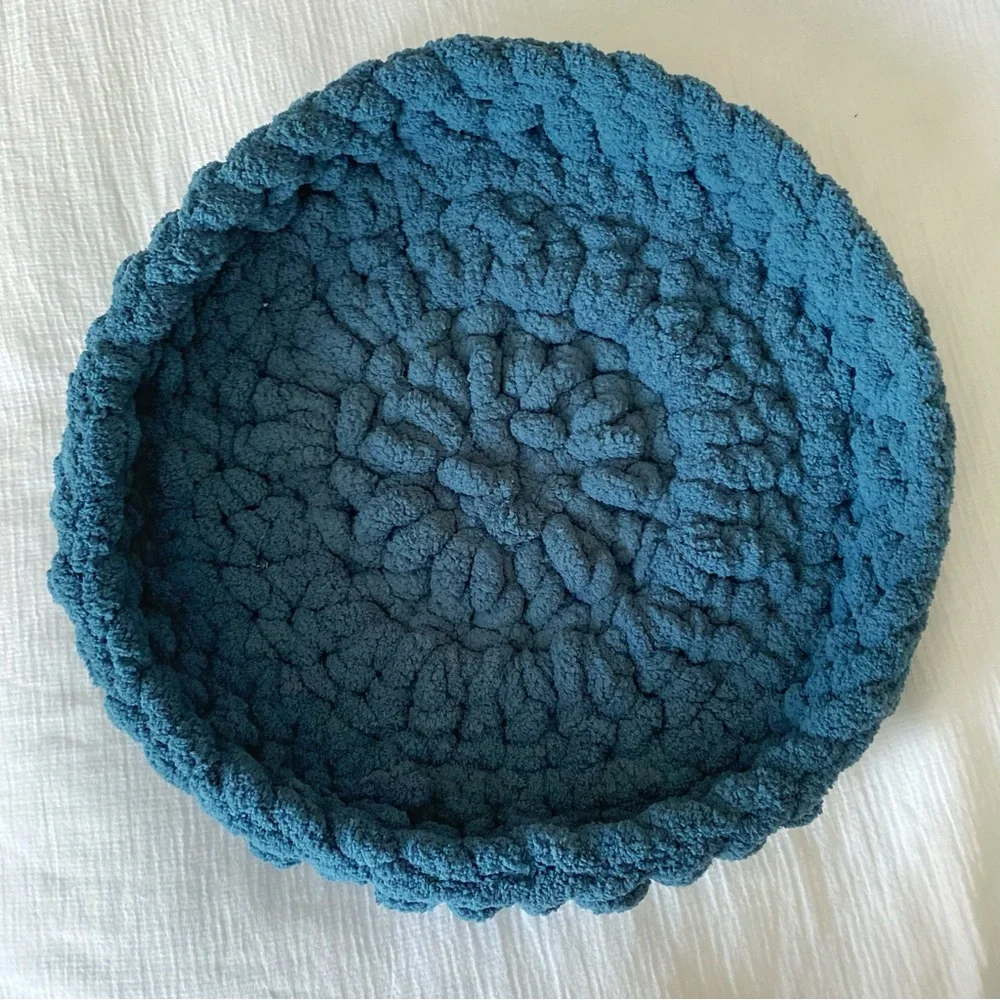New crochet pet bed in dark teal